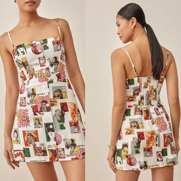 Reformation Dresses & Skirts - REFORMATION Huckleberry Linen Dress in comic print